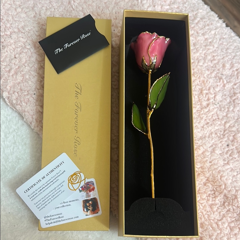 Pink and Gold Faux Floral Accent Stem